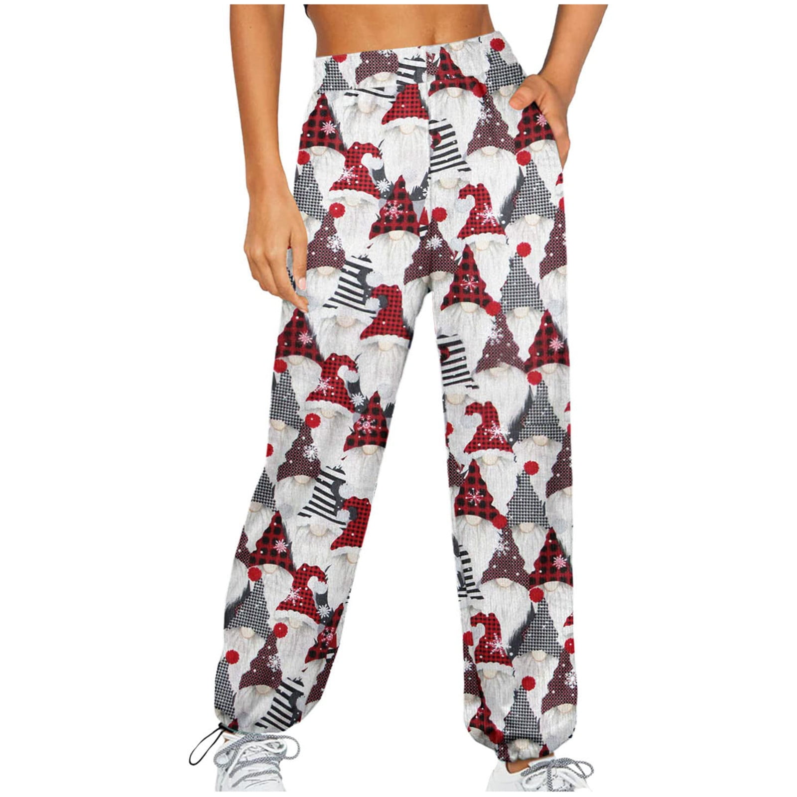 Odeerbi Christmas Lounge Pants For Women Print Elastic Waist Pocket