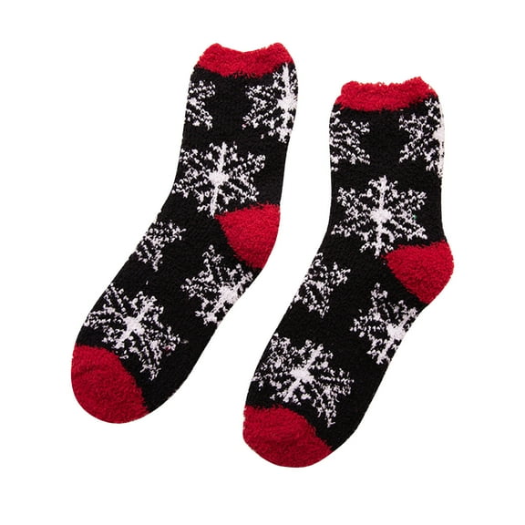 Odeerbi Christmas Mid-Calf Cotton Socks for Women 2025 Fashion Winter Comfortable Christmas Printing Mid Length Socks Black