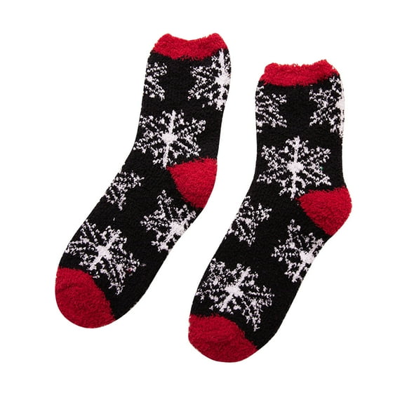 Christmas Mid-Calf Cotton Socks for Women 2025 Fashion Winter Comfortable Christmas Printing Mid Length Socks Black