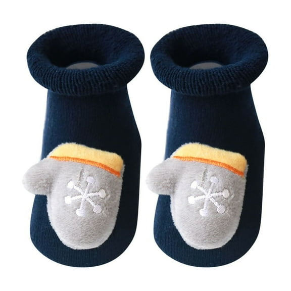Odeerbi Christmas Non-Slip Slipper Socks for Baby Infant Boys Girls Prewalker Walking Shoes Thermal Cotton Socks Children Winter Thick Keep Warm Comfortable Socks