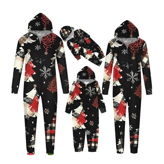 Odeerbi Christmas Onesie Pajamas for Family Holiday Hooded Sleep Jumpsuit Long Sleeve Family Christmas Pajamas Matching Sets Baby Print Jumpsuit Sleepwear Xmas PJs Set Blue