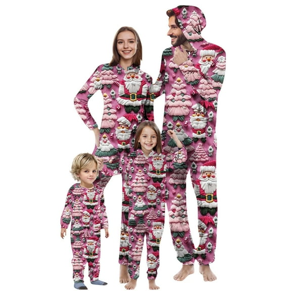 Odeerbi Christmas Onesie Pajamas for Family Holiday Hooded Sleep Jumpsuit Long Sleeve Family Christmas Pajamas Matching Sets Toddler Stripe Print Jumpsuit Sleepwear Xmas PJs Set Multicolor