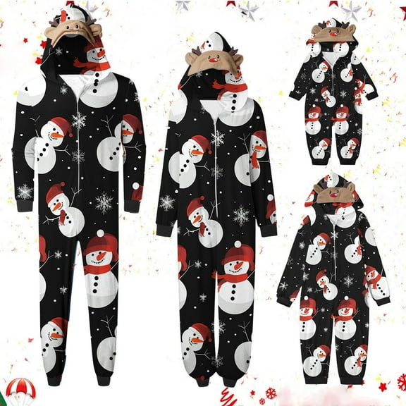 Odeerbi Christmas Onesie Pajamas for Family Holiday Sleep Jumpsuit Long Sleeve Family Christmas Pajamas Matching Sets Baby Printed Loungewear Jumpsuit Sleepwear Xmas PJs Set Red