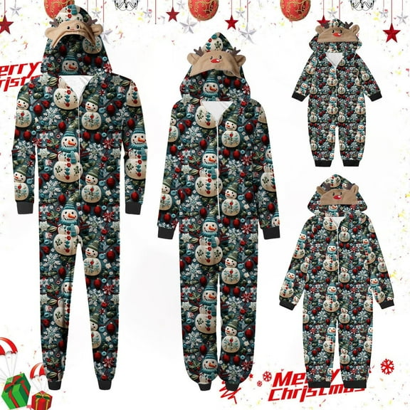 Odeerbi Christmas Onesie Pajamas for Family Holiday Sleep Jumpsuit Long Sleeve Family Christmas Pajamas Matching Sets Infant Printed Loungewear Jumpsuit Sleepwear Xmas PJs Set Navy