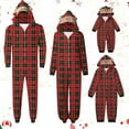 thumbnail image 1 of Odeerbi Christmas Onesie Pajamas for Family Holiday Sleep Jumpsuit Long Sleeve Family Christmas Pajamas Matching Sets Toddler Fashion Lattice Print Plush Jumpsuit Sleepwear PJs Set Red, 1 of 5