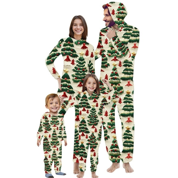 Odeerbi Christmas Onesie Pajamas for Family Holiday Sleep Jumpsuit Long Sleeve Family Christmas Pajamas Matching Sets Toddler Fashion Printed Hooded Jumpsuit Sleepwear PJs Set Green