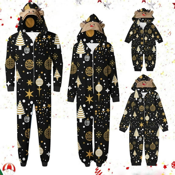 Odeerbi Christmas Onesie Pajamas for Family Holiday Sleep Jumpsuit Long Sleeve Family Christmas Pajamas Matching Sets Toddler Printed Loungewear Jumpsuit Sleepwear Xmas PJs Set Red