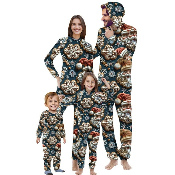 Odeerbi Christmas Onesie Pajamas for Family Holiday Sleep Jumpsuit Long Sleeve Family Christmas Pajamas Matching Sets Baby Fashion Printed Hooded Jumpsuit Sleepwear PJs Set Green