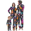 thumbnail image 1 of Odeerbi Christmas Onesie Pajamas for Family Holiday Sleep Jumpsuit Long Sleeve Family Christmas Pajamas Matching Sets Dad Fashion Printed Hooded Jumpsuit Sleepwear PJs Set Black, 1 of 5