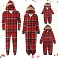 thumbnail image 1 of Odeerbi Christmas Onesie Pajamas for Family Holiday Sleep Jumpsuit Long Sleeve Family Christmas Pajamas Matching Sets Kids Fashion Lattice Print Plush Jumpsuit Sleepwear PJs Set Red, 1 of 5