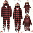 thumbnail image 1 of Odeerbi Christmas Onesie Pajamas for Family Holiday Sleep Jumpsuit Long Sleeve Family Christmas Pajamas Matching Sets Mom Fashion Lattice Print Plush Jumpsuit Sleepwear PJs Set Red, 1 of 7