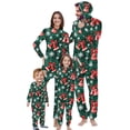 thumbnail image 1 of Odeerbi Christmas Onesie Pajamas for Family Holiday Sleep Jumpsuit Long Sleeve Family Christmas Pajamas Matching Sets Mom Fashion Printed Hooded Jumpsuit Sleepwear PJs Set Green, 1 of 5