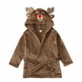 thumbnail image 1 of Odeerbi Christmas Outfit For Boys Girls Toddler Baby Hooded Nightgown Autumn Winter Dot Belt Christmas Style Plush Bathrobe Brown, 1 of 9