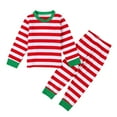 thumbnail image 1 of Odeerbi Christmas Pajama Sets For Boys Girls Casual Home Wear Striped Round Neck Two-piece Children's Suit, 1 of 7