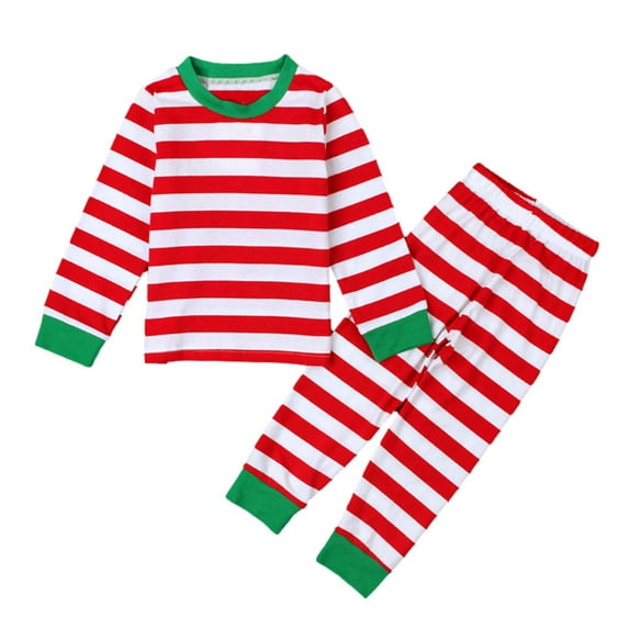Odeerbi Christmas Pajama Sets For Boys Girls 2025 Casual Home Wear Striped Round Neck Two-piece Children's Suit