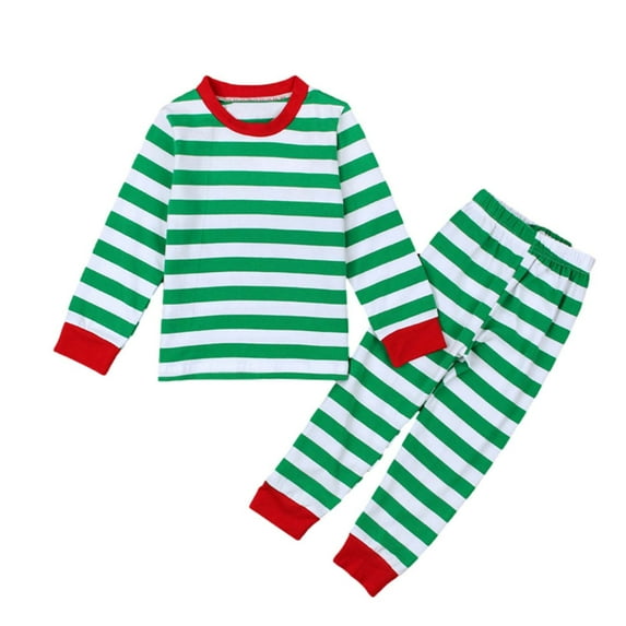 Odeerbi Christmas Pajama Sets For Boys Girls 2025 Casual Home Wear Striped Round Neck Two-piece Children's Suit