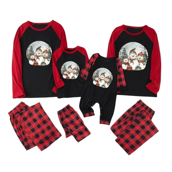 Odeerbi Christmas Pajamas for Family Holiday Long Sleeve Family Christmas Pajamas Matching Sets Dad Plaid Printed Tops Pants Set Two-Piece Sleepwear Xmas Family Matching PJs Set Multicolor