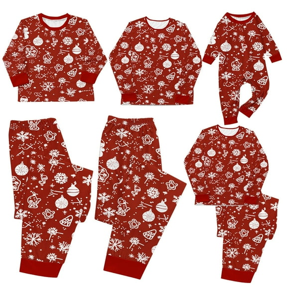Odeerbi Christmas Pajamas for Family Holiday Long Sleeve Family Christmas Pajamas Matching Sets Toddler Parent Child Printed Loungewear Set Two-Piece Sleepwear Xmas PJs Set Black