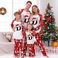 thumbnail image 1 of Odeerbi Christmas Pajamas for Family Holiday Long Sleeve Initial Name Family Christmas Pajamas Matching Sets Kids Printed Home Wear Two-Piece Sleepwear Xmas Family Matching PJs Set Red, 1 of 7