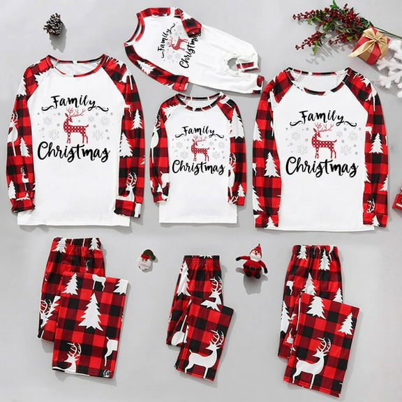 Odeerbi Christmas Pajamas for Family Holiday Long Sleeve Family Christmas Pajamas Matching Sets Infant Printed Home Clothes Two-piece Sleepwear Xmas Family Matching PJs Set Camouflage