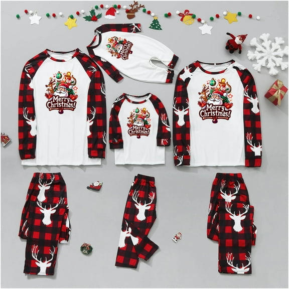 Odeerbi Christmas Pajamas for Family Holiday Long Sleeve Family Christmas Pajamas Matching Sets Infant Printed Parent Child Loungewear Set Two-Piece Sleepwear Xmas PJs Set Camouflage