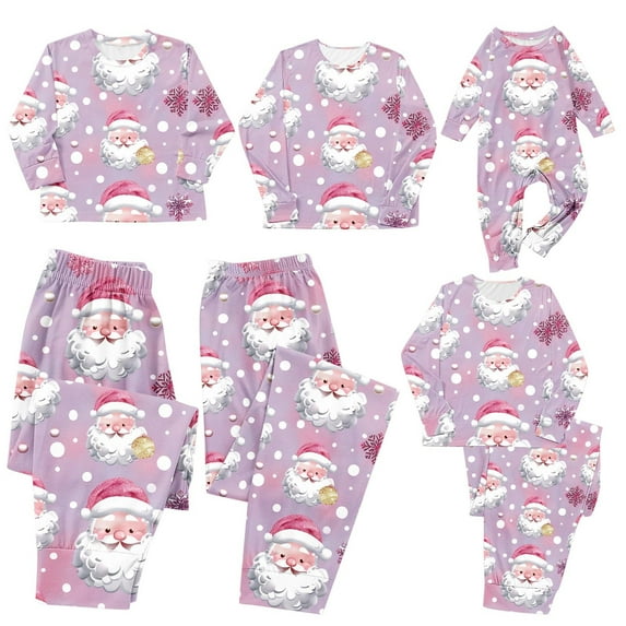 Odeerbi Christmas Pajamas for Family Holiday Long Sleeve Family Christmas Pajamas Matching Sets Mom Parent-Child Printed Home Wear Two-Piece Sleepwear Xmas Family Matching PJs Set Pink