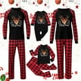 thumbnail image 1 of Odeerbi Christmas Pajamas for Family Holiday Plaid Long Sleeve Family Christmas Pajamas Matching Sets Mom Casual Print Loungewear Parent-child Set Two-Piece Sleepwear Xmas PJs Set Black, 1 of 6