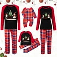 thumbnail image 1 of Odeerbi Christmas Pajamas for Family Holiday Plaid Long Sleeve Family Christmas Pajamas Matching Sets Infant Plaid Printed Loungewear Top Pants Set Two-Piece Sleepwear Xmas PJs Set Black, 1 of 6