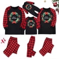 thumbnail image 1 of Odeerbi Christmas Pajamas for Family Holiday Plaid Long Sleeve Family Christmas Pajamas Matching Sets Kids Casual Plaid Print Tops Pants Set Two-Piece Sleepwear Xmas PJs Set Black, 1 of 6