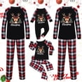 thumbnail image 1 of Odeerbi Christmas Pajamas for Family Holiday Plaid Long Sleeve Family Christmas Pajamas Matching Sets Kids Print Parent-child Suit Two-Piece Sleepwear Xmas Family Matching PJs Set Black, 1 of 5