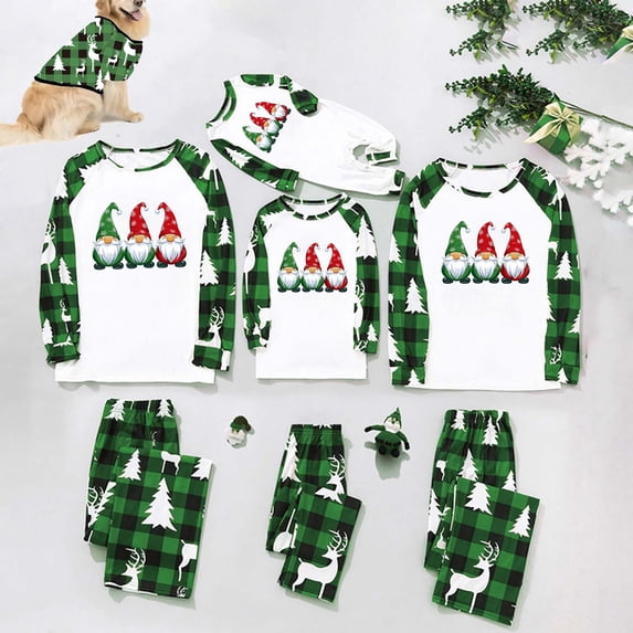 Odeerbi Christmas Pajamas for Family Plaid Holiday Long Sleeve Family Christmas Pajamas Matching Sets Toddler Fashion Plaid Print Blouse Tops Pants Sleepwear Xmas Family Matching PJs Set Red