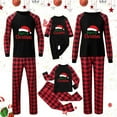 thumbnail image 1 of Odeerbi Christmas Pajamas for Family Plaid Holiday Long Sleeve Family Christmas Pajamas Matching Sets Infant Fashion Casual Plaid Print Tops Pants Sleepwear Family Matching PJs Set Black, 1 of 4