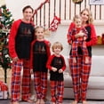 thumbnail image 1 of Odeerbi Christmas Pajamas for Family Plaid Holiday Long Sleeve Family Christmas Pajamas Matching Sets Mom Fashion Christmas Set Plaid Print Two-piece Sleepwear PJs Set Black, 1 of 7