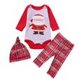 thumbnail image 1 of Odeerbi Christmas Pajamas For Family Matching Outfits Boy Girl Santa Romper Plaid Pants Outfits Set, 1 of 9