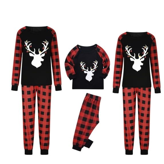 Odeerbi Christmas Pajamas For Family Matching Outfits Child 2025 Long Sleeve Outfit Printed Housewear Pajama Suit Top+Pants Suit Child Outfit