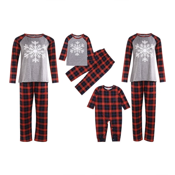 Odeerbi Christmas Pajamas For Family Matching Outfits Child Printed Blouse Tops+Pants Xmas Set