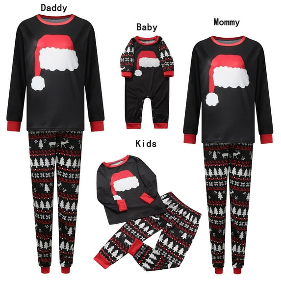 Odeerbi Christmas Pajamas For Family Matching Outfits Child Printed Blouse Tops+Pants Xmas Set