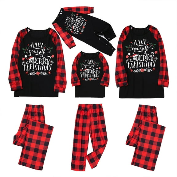 Odeerbi Christmas Pajamas For Family Matching Outfits O-Neck 2025 Long Sleeve Crawl X-max Print Pajamas Set Children