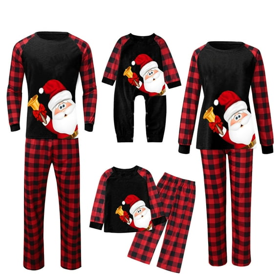 Odeerbi Christmas Pajamas For Family Matching Outfits Printed Xmas Crawl