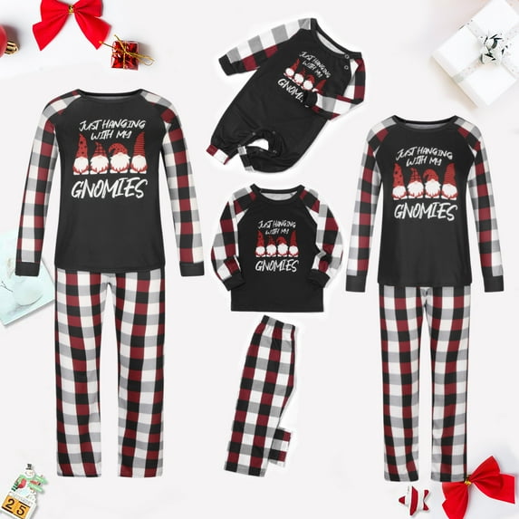 Odeerbi Christmas Pajamas For Family Matching Outfits Set Striped Print Homewear Two-piece Child Set