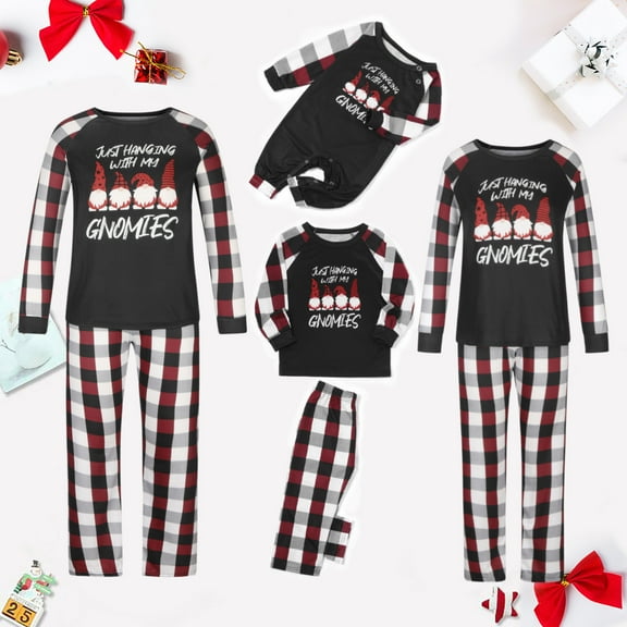 Odeerbi Christmas Pajamas For Family Matching Outfits Striped Printing 2025 Long Sleeve Jumpsuit Clothes