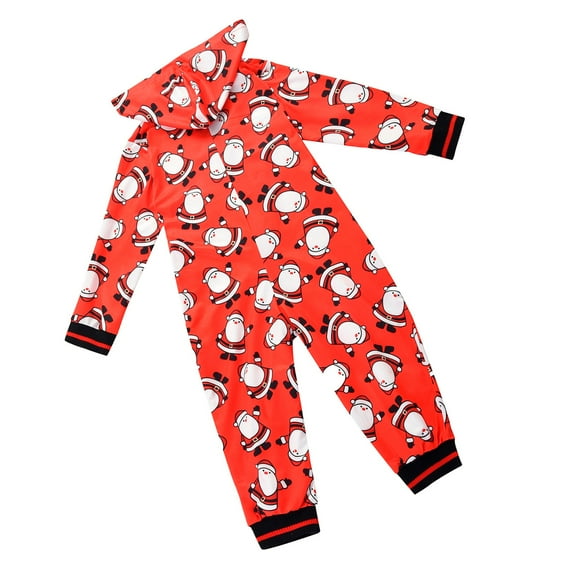 Odeerbi Christmas Pajamas For Family Matching Outfits Warm Set Printed Home Wear One-piece Children Set
