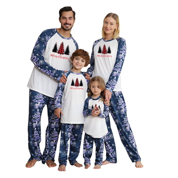 Odeerbi Christmas Pajamas For Family Matching Outfits Warm Set Printed Home Wear Two-piece Mom Set