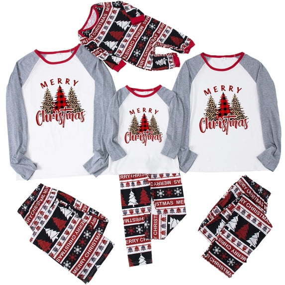 Odeerbi Christmas Pajamas For Family Matching Outfits Warm Set Printed Home Wear Two-piece Mom Set