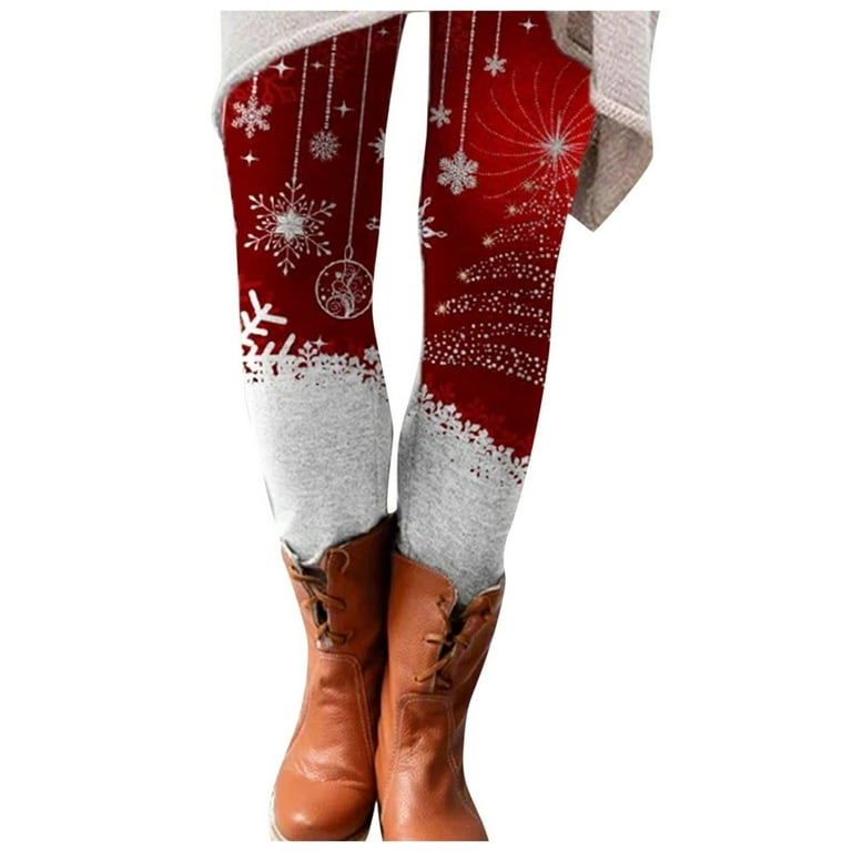 New 2024 Christmas Fleece Lined Leggings Women Winter Warm Thick