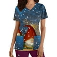 thumbnail image 1 of Odeerbi Christmas Scrub Shirts for Women 2025 Fashion Short Sleeve V-Neck Printing Scrub Tops Working Uniform With Pocket Blue, 1 of 5