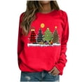 thumbnail image 1 of Odeerbi Christmas Shirts for Women Long Sleeve Tops Fashion 2025 Casual Printed Ladies Sweatshirt Red, 1 of 5