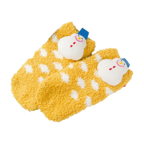 Odeerbi Christmas Socks For Family Kids Non-Slip Socks Home Floor Socks Coral Fleece Warm Parent-child Socks