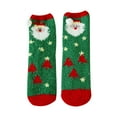 thumbnail image 1 of Odeerbi Christmas Socks Woman's Girls Christmas Cute Coloer Stripe Santa Claus Print Thicken Coral Fleece Keep Warm Socks Black, 1 of 4