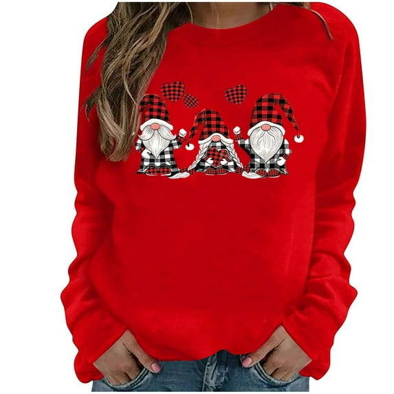 Odeerbi Christmas Sweatshirts for Women Crewneck Cropped Sweatshirts Fashion 2025 Casual Long Sleeve Printed Tops